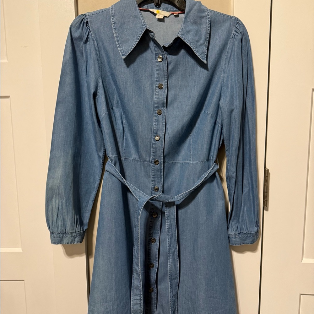 Boden 8P Denim Blue Button-Up Dress
